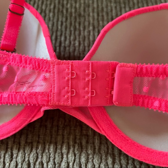 Anthropologie By Eloise Neon Pink Coral Mesh Swiss Dot Converible Strap Bra 34C - Picture 9 of 16
